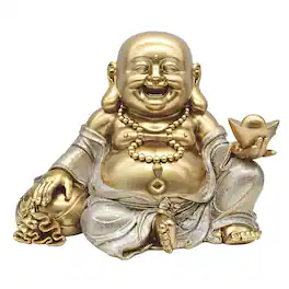 FC Design - 11"W Maitreya Buddha Holding Ingot and Money Sack Figurine Statue Office Desk Tabletop Home Decor Gift - Multi-Color