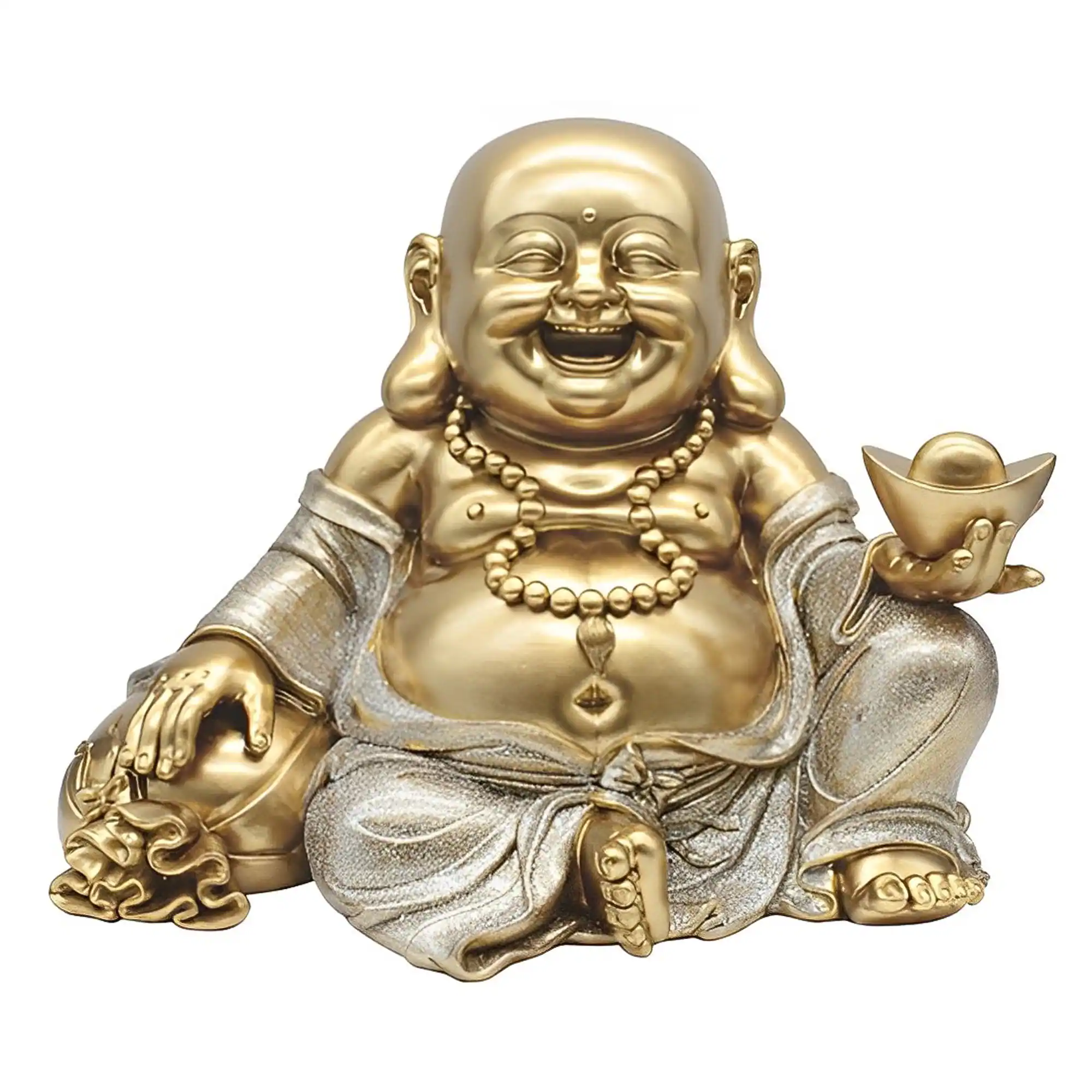 Front. FC Design - FC Design 11"W Maitreya Buddha Holding Ingot and Money Sack Figurine Statue Office Desk Tabletop Home Decor Gift - Multi-Color.