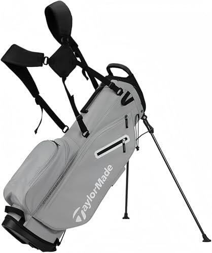 Front. MAGICAL RUBS - UV-Resistant Golf Stand Bag with Front Pockets, Magnetic Stash & Split Apparel Storage - Gray.