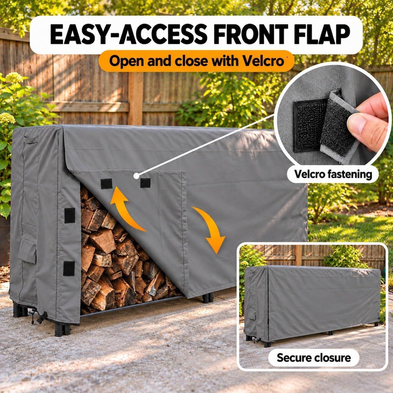 KHOMO GEAR Firewood Rack Cover 8ft Waterproof, Outdoor Log Rack Cover ...