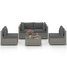 Kadyn - Patio Furniture Sets,Outdoor Patio Furniture Sets,5-Pc Outdoor Patio Sectional Sofa Couch and Glass Coffee Table - Gray