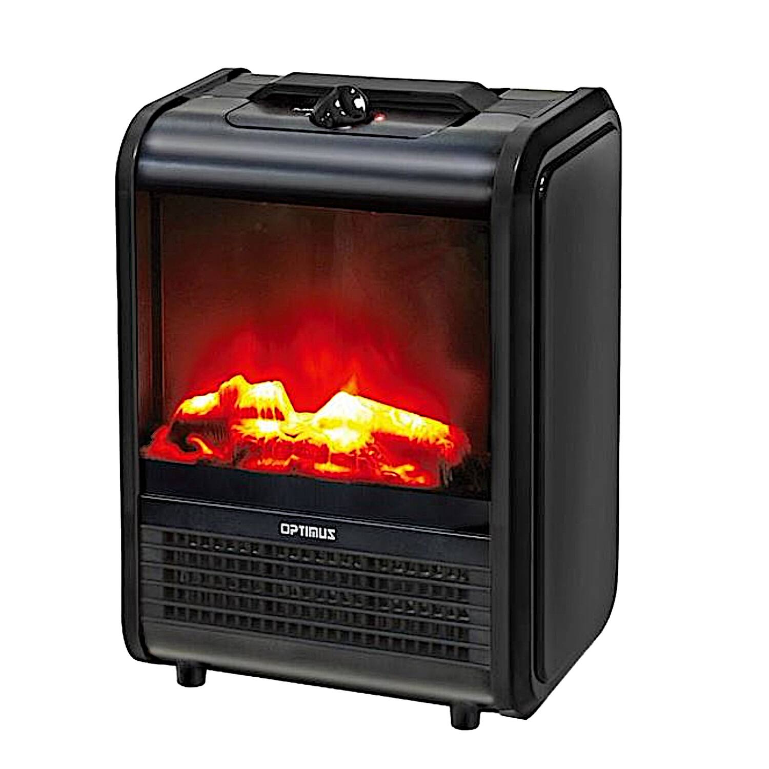 Back. Optimus - 1200-Watt-Max Mini Electric Flame-Effect Fireplace Heater H-9300 - Black.