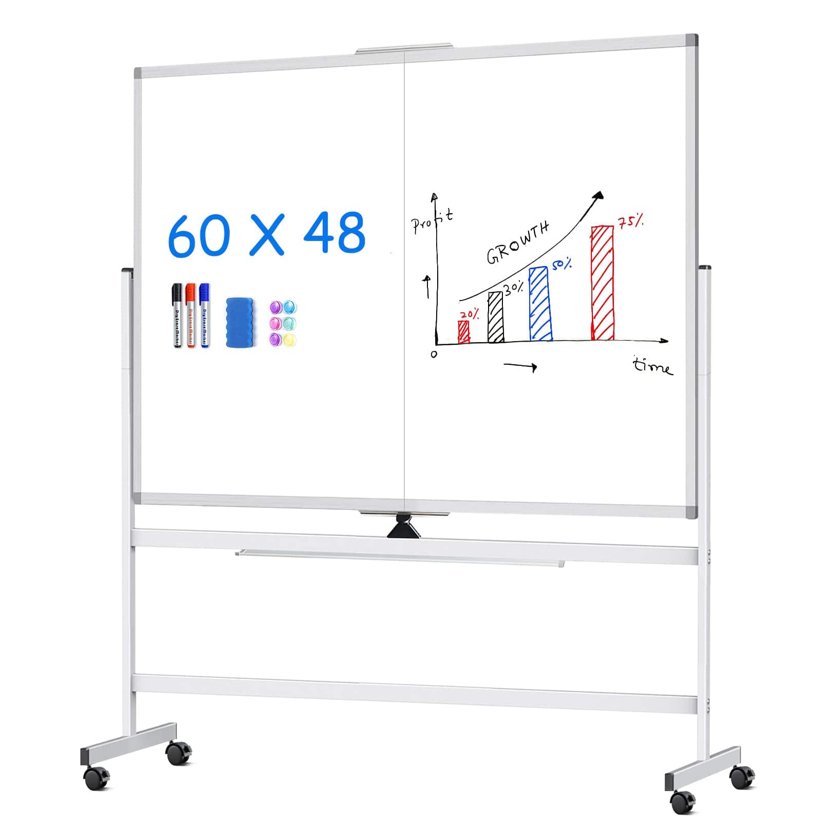 HOMLUX - 60 x 48 Double Sided Rolling Bulletin Boards, Whiteboard Board-Reversible Dry Erase Board Standing Board on Wheels - White price history on PriceWatchPro