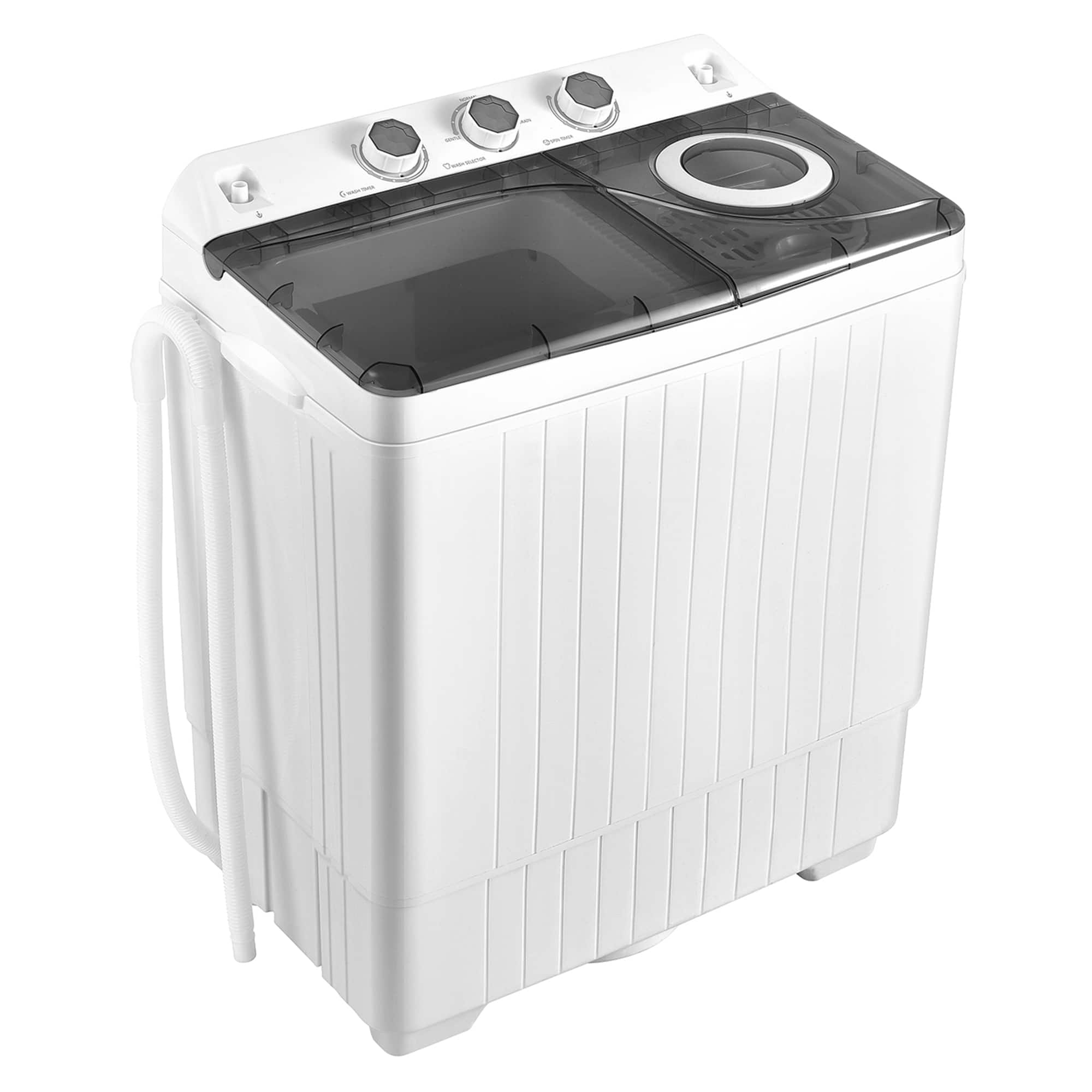 Front. Costway - 26 lb. Portable Semi-Automatic Twin Tub Washing Machine with Drain Pump - Gray and White.