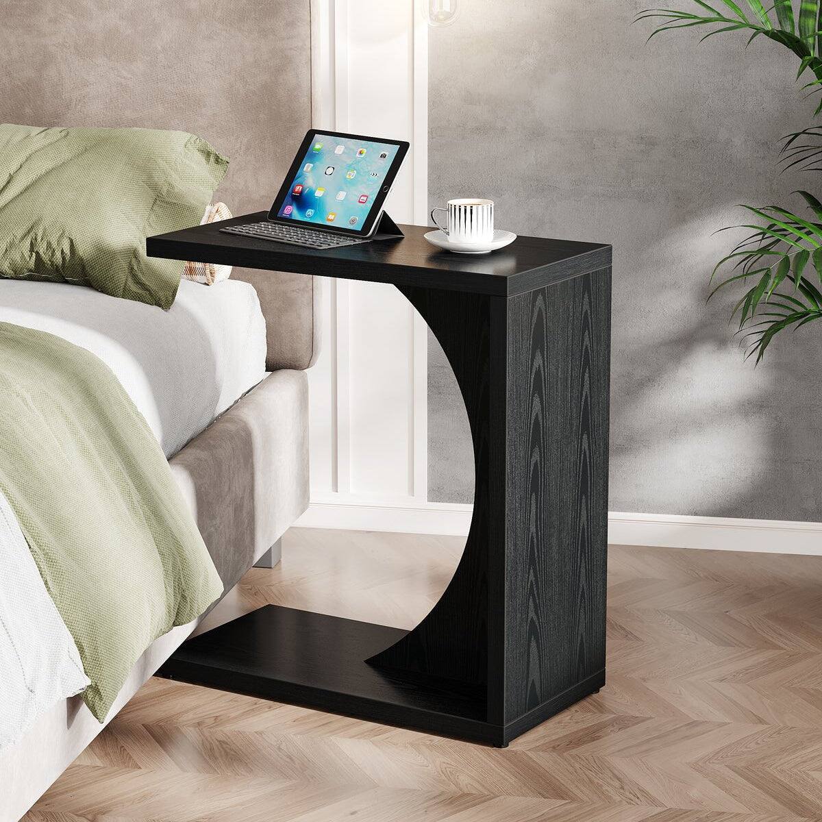 Tribesigns End Table with Engineered Wood Construction, Adjustable Feet ...
