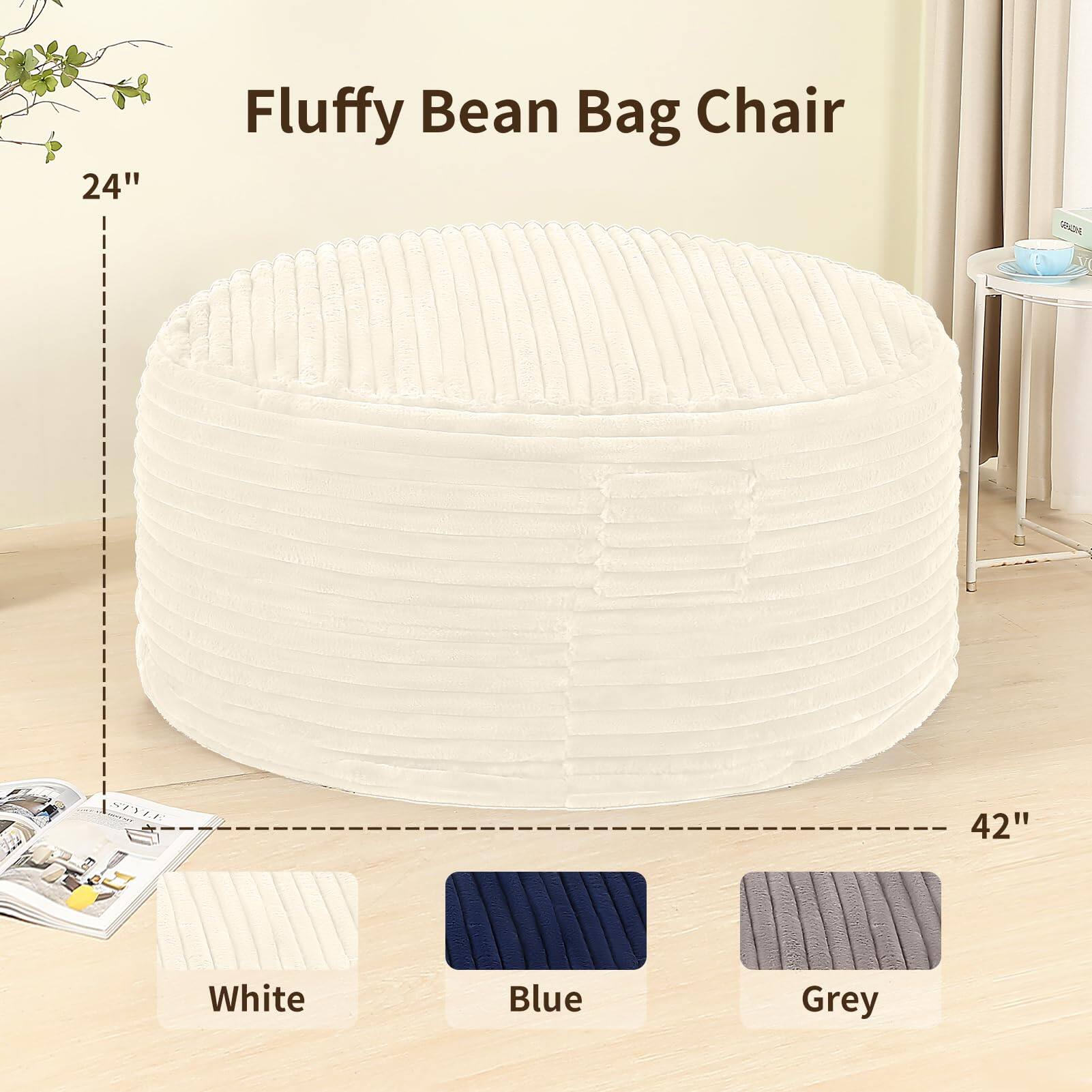 Fluffy Bean Bag Chair

24" x 42"

White, Blue, Grey