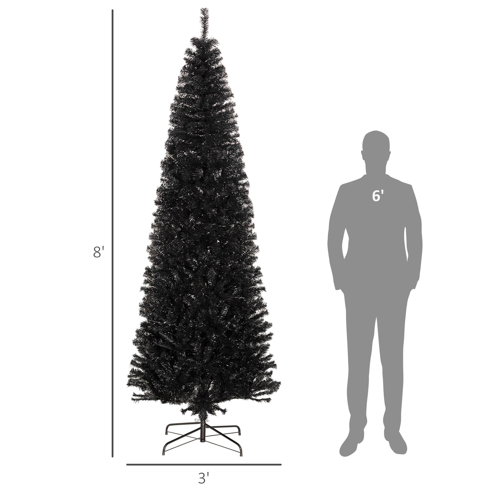 Alt View 2. Homcom - Pencil Christmas Tree, Unlit Artificial Christmas Tree Slim Douglas Fir Xmas Tree with Realistic Branches - Black.