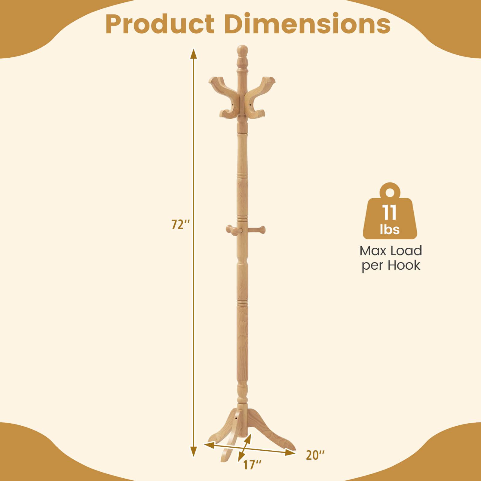 Product Dimensions: 72" 17" 20", Max Load per Hook: 11 lbs
