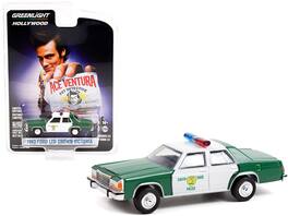 Greenlight - 1983 Ford LTD Crown Victoria Green/White "Miami-Dade Police" "Ace Ventura: Pet Detective" Movie "Hollywood Series" 1/64 - Green And White