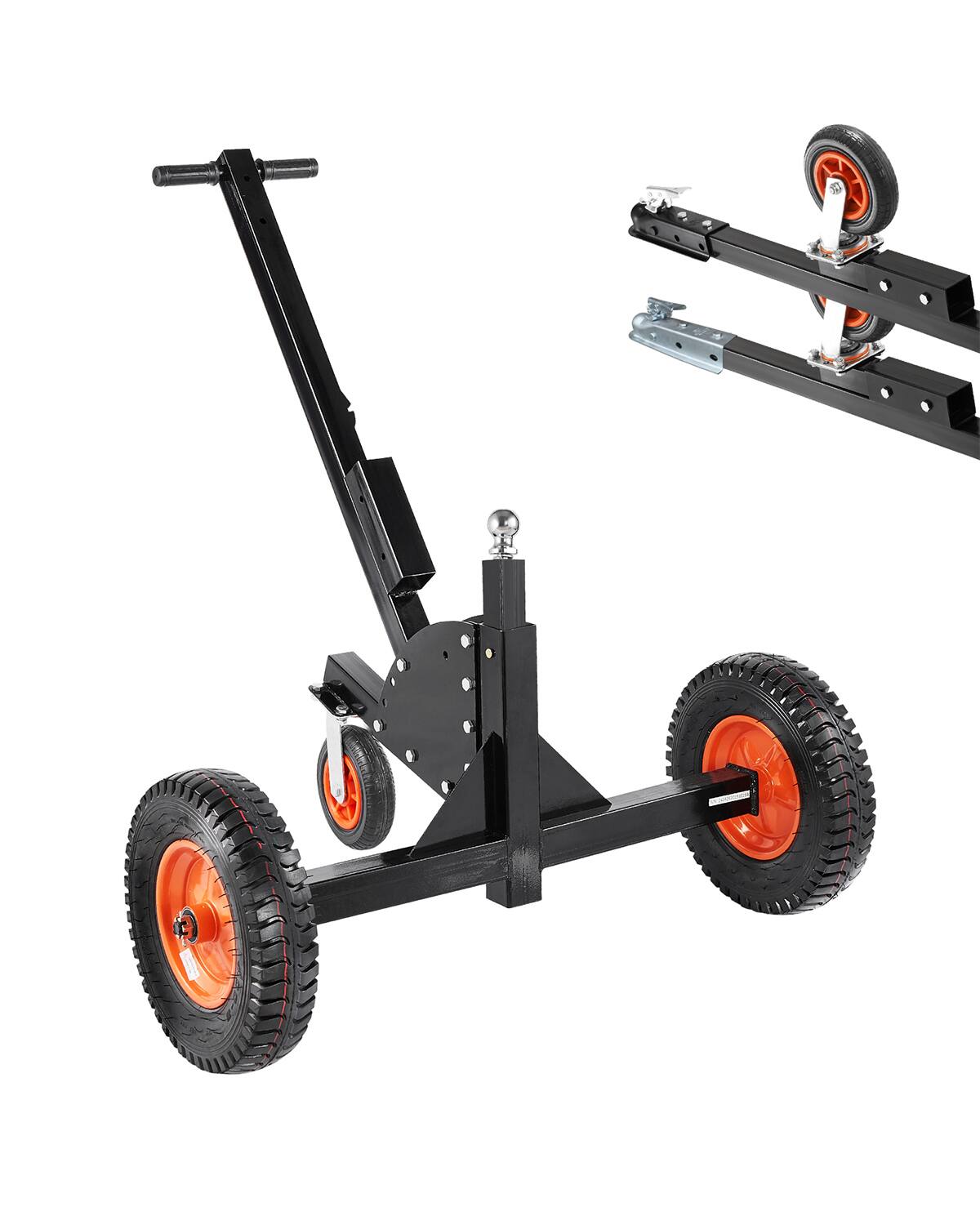 Front. VEVOR - Heavy-Duty Trailer Dolly, 1500lbs Tongue Weight Capacity, 2 in 1 Trailer Mover with 2 in Ball, 16 in Pneumatic Tires - Black,Orange.