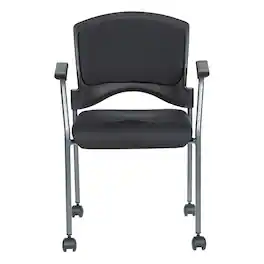 Office Star Products - Upholstered Visitor Stackable Office Chair with Casters - Coal