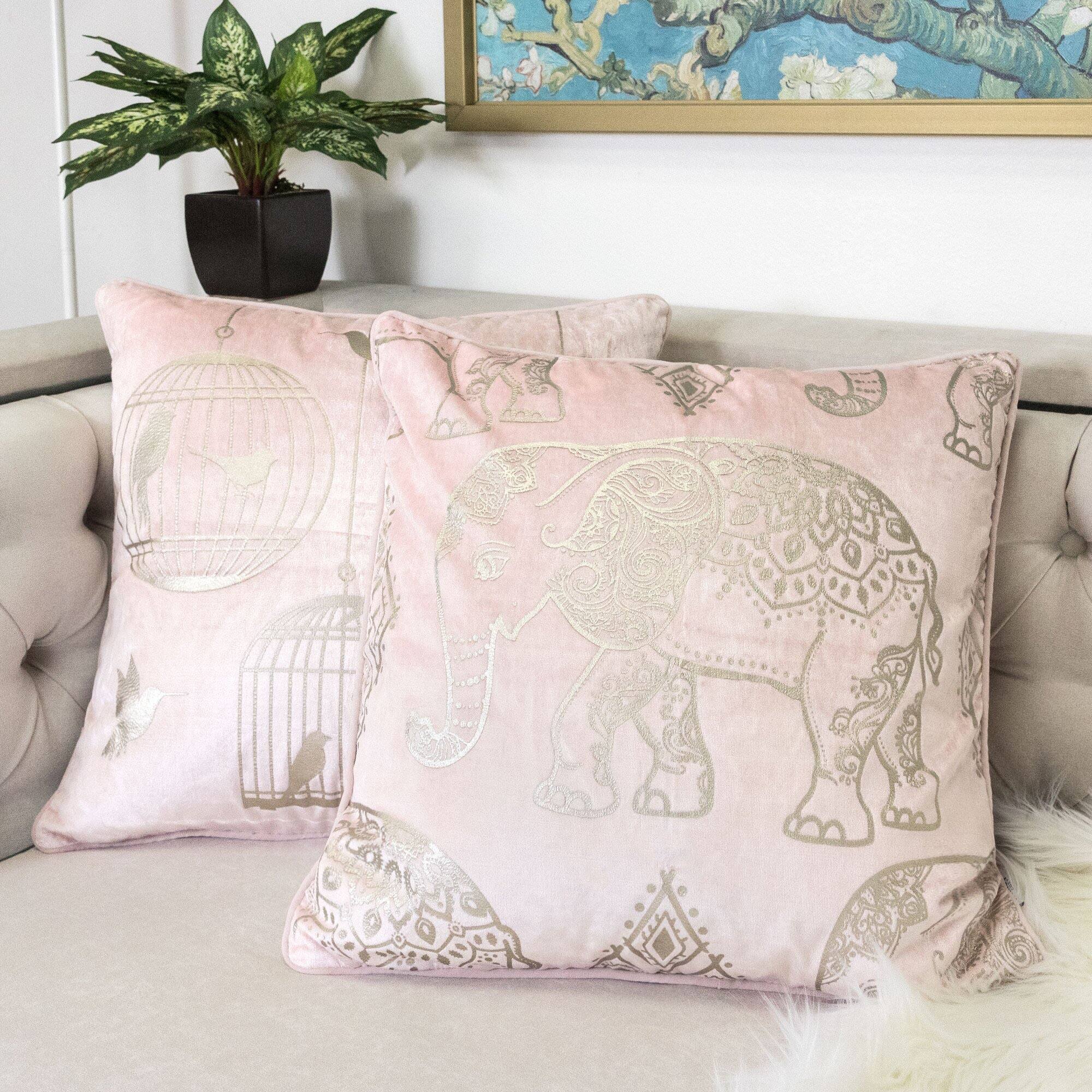 Alt View 1. LuXeo - Elephant Velvet Throw Pillow / Color:Blush - BLUSH.