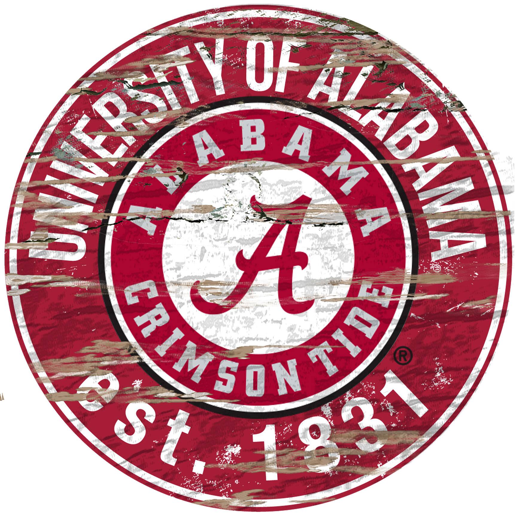 Alabama Crimson Tide 23.5" Distressed Round Sign
