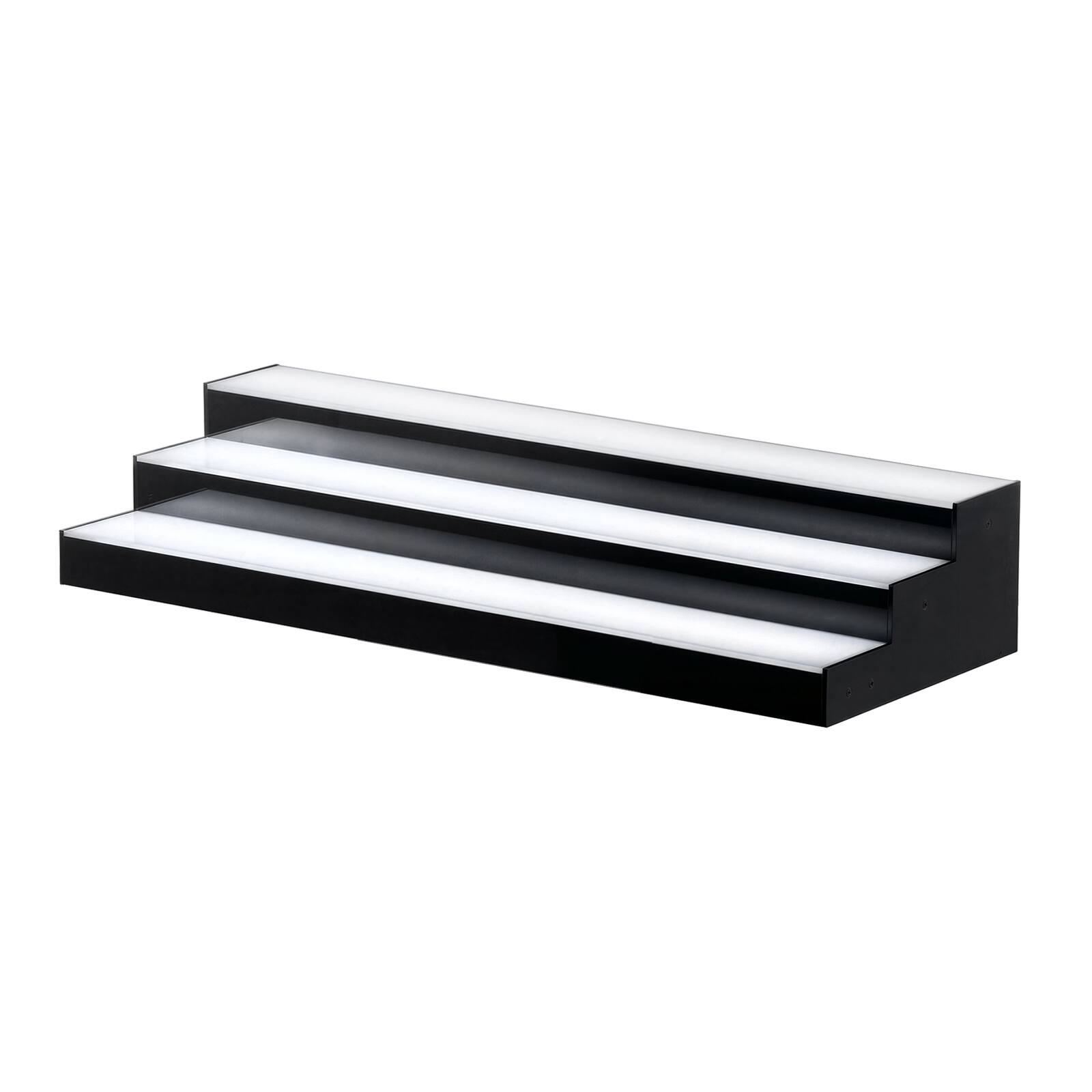 Alt View 5. VEVOR - LED Lighted Liquor Bottle Display, 3 Tiers 30 inches, Acrylic Illuminated Home Bar Shelf Display with RF Remote - Black.
