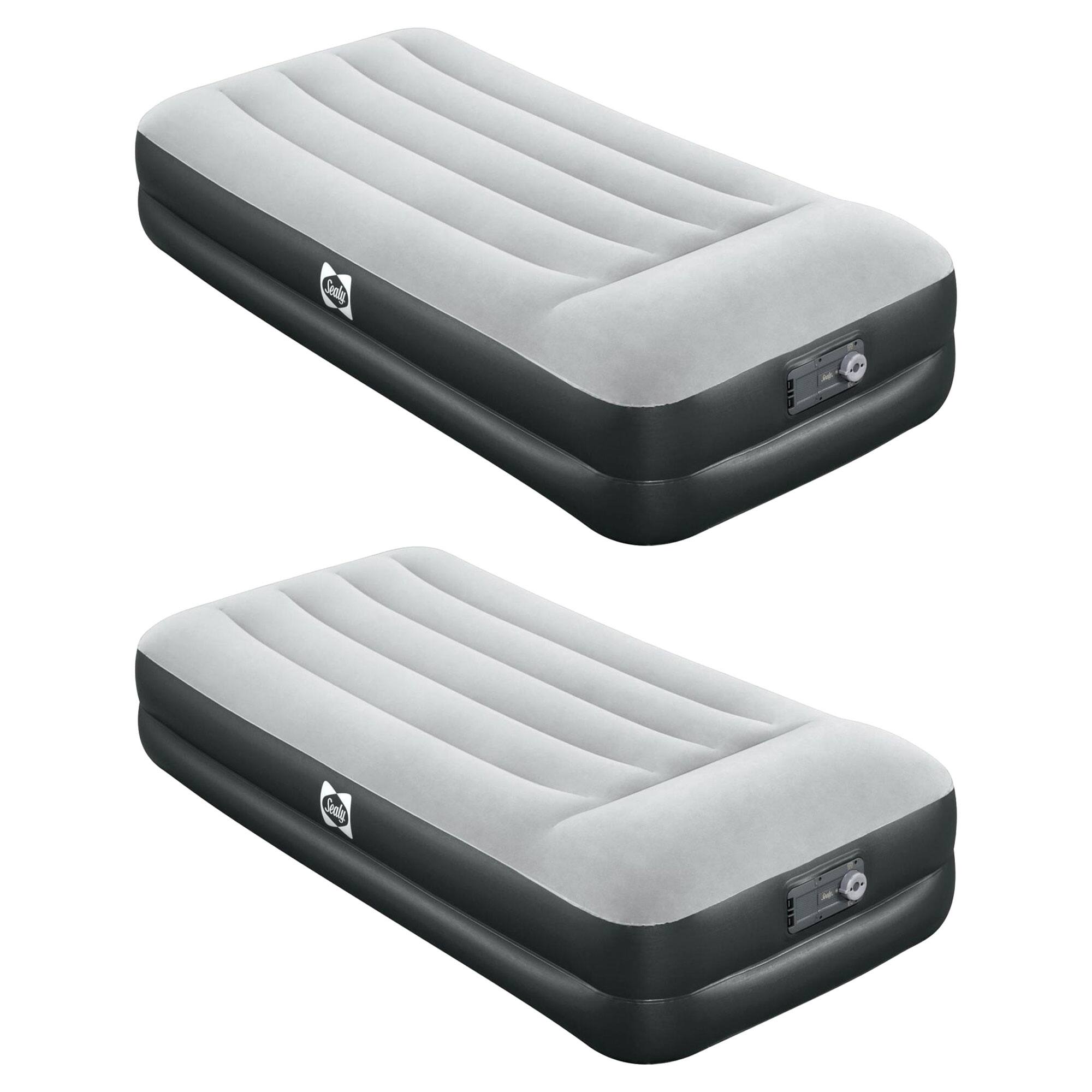 Sealy - Tritech 16 Inch Air Mattress Bed 2 Person with Built-In AC Pump, 2 Pack - Gray