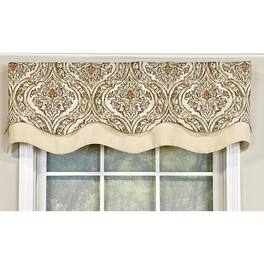 RLF Home - Diamond Damask Glory Valance 3" Rod Pocket, Layered. 50" x 16" - Blush