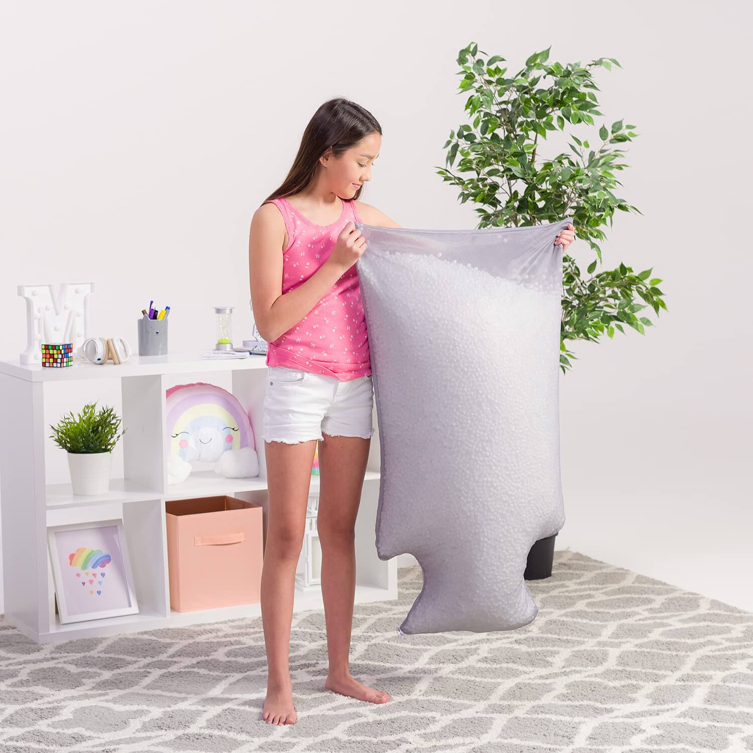 Left. JETRANSPORT - Filling Bean Bag Refill 100 L White With Ez-pour Zipper Spout PlasticNever have a flat bean bag chair - 100 L Bean Bag Polystyrene Beans Fill.