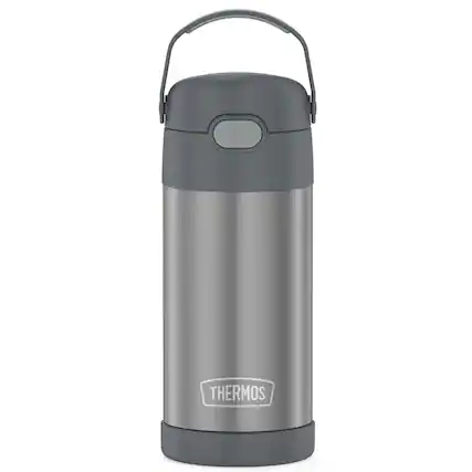 Front. Thermos - Thermos 12 oz. Kid's Funtainer Insulated Water Bottle - Gray - Gray.