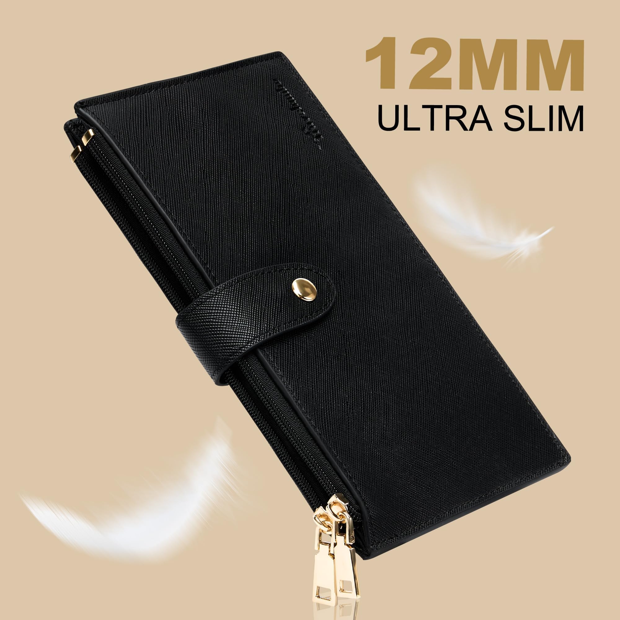 Alt View 5. Jadie Link - Rfid Wallet Women Large Size Bifold Multi Card Case Zipper Pocke Credit Holder Premium Craftsmanship wallet women - Gold Reddish.