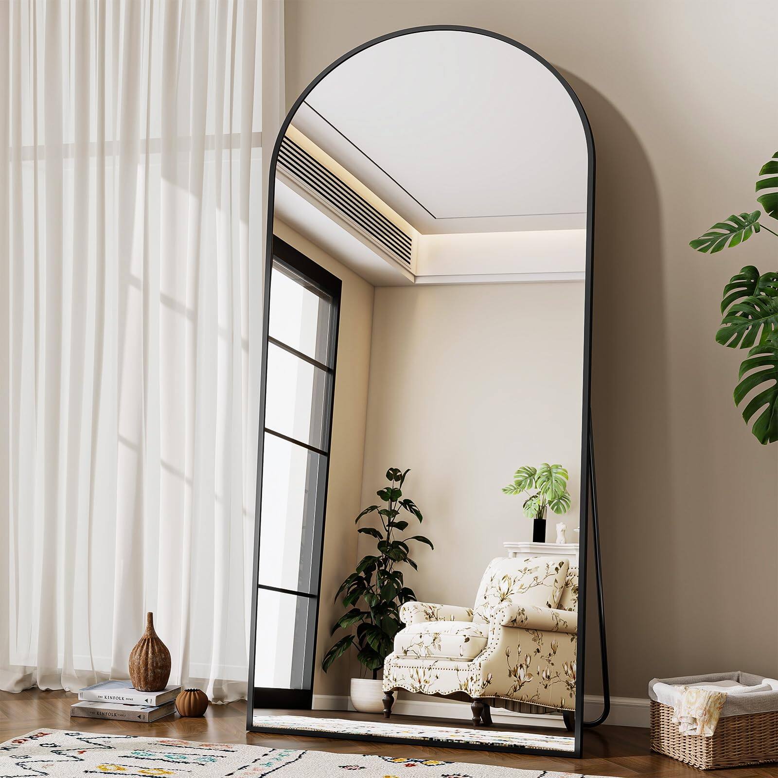 Alt View 1. Hirose Alice - Arched Mirror Full Length Standing Floor Mirror Wall Mounted Mirror with Aluminum Frame for Standing Leaning.