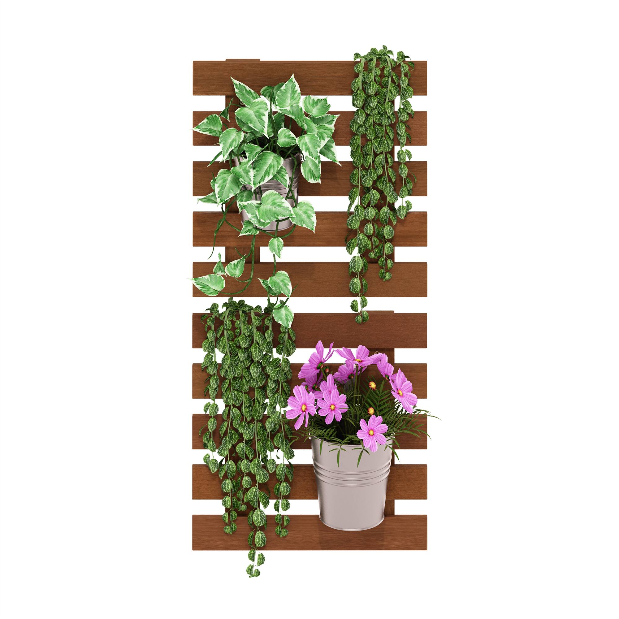 Alt View 3. Furinno - Tioman Outdoor Hardwood Lifestyle Hanging Wall Planter in Teak Oil, Set of 2 - Natural.