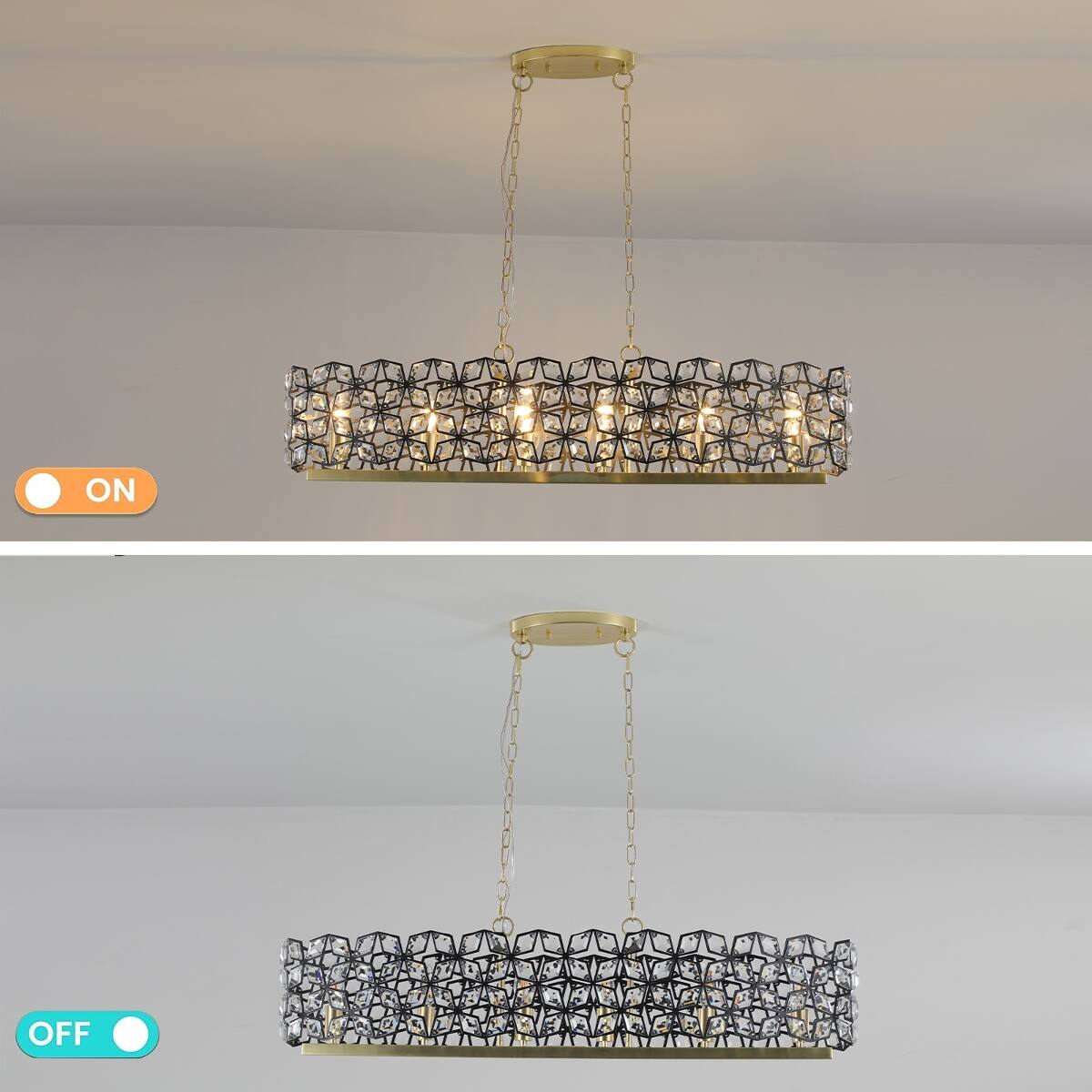 Loheer Crystal Pendant Chandelier, Black and Gold Geometric Modern ...