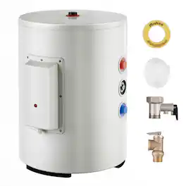VEVOR - Electric Water Heater, 10 Gallon Tank Instant Hot Water Heater, 1.6Kw Tankless Water Heater w/ LED Display,Knob Control - White