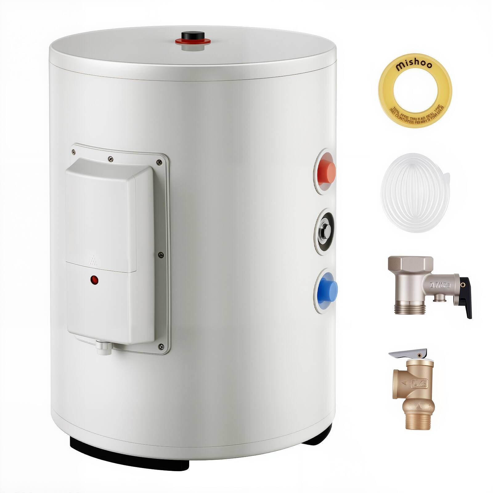 VEVOR - Electric Water Heater, 10 Gallon Tank Instant Hot Water Heater, 1.6Kw Tankless Water Heater w/ LED Display,Knob Control - White