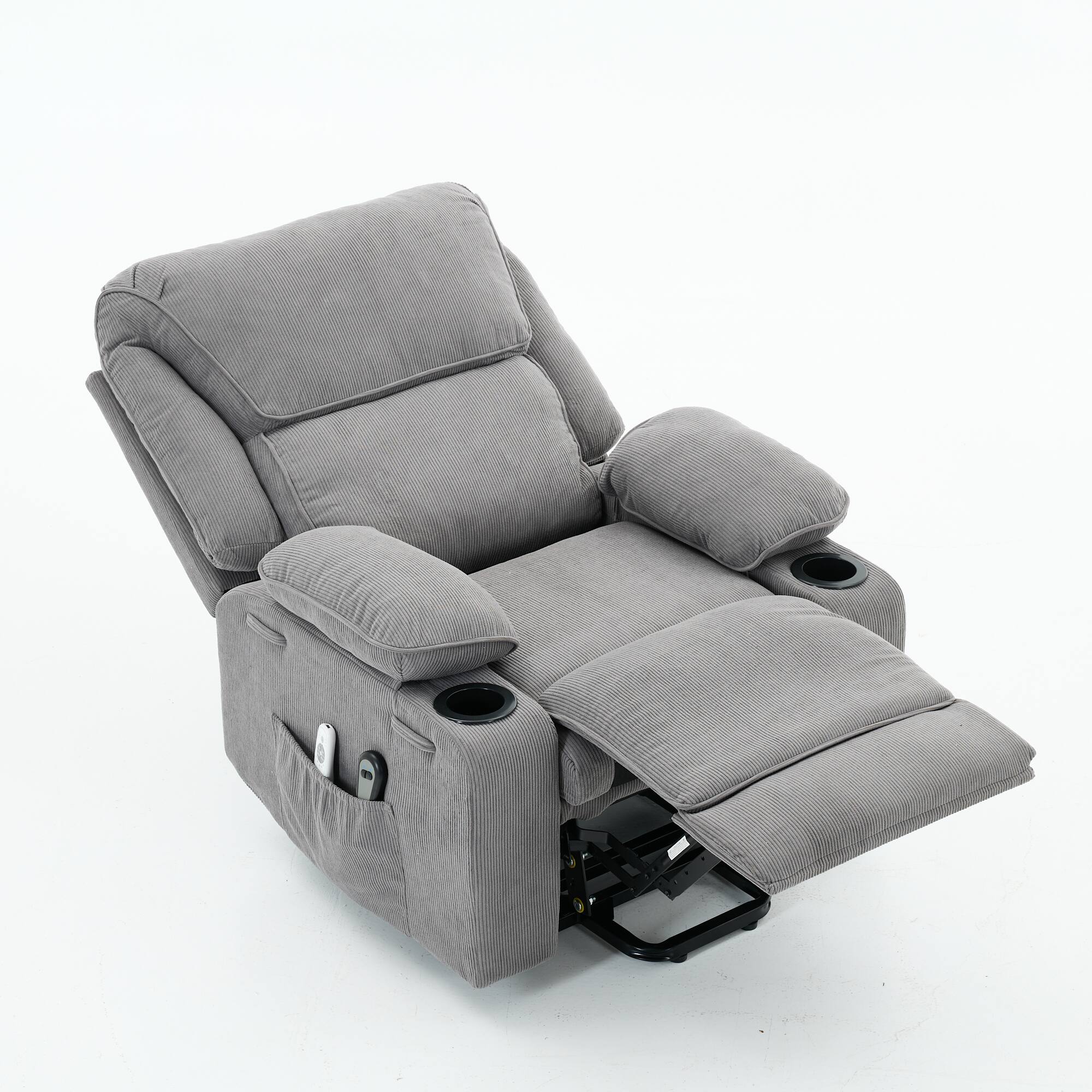Back. GOODSILO - Remote-Controlled Power Lift Recliner Chair with Heating and Massage for Elderly and Seniors - Gray.