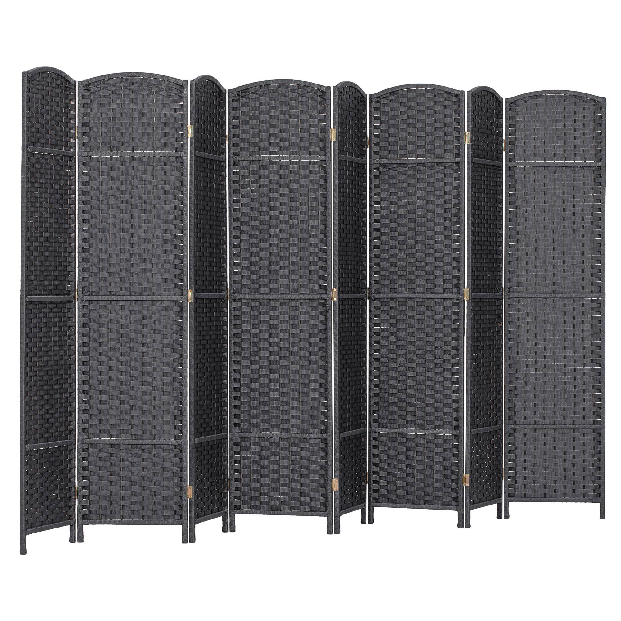Homcom - Room Divider, 8 Panel Folding Privacy Screen, 5.6' Tall Freestanding Partition for Home Office, Bedroom, Charcoal - Gray