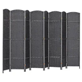 Homcom - Room Divider, 8 Panel Folding Privacy Screen, 5.6' Tall Freestanding Partition for Home Office, Bedroom, Charcoal - Gray