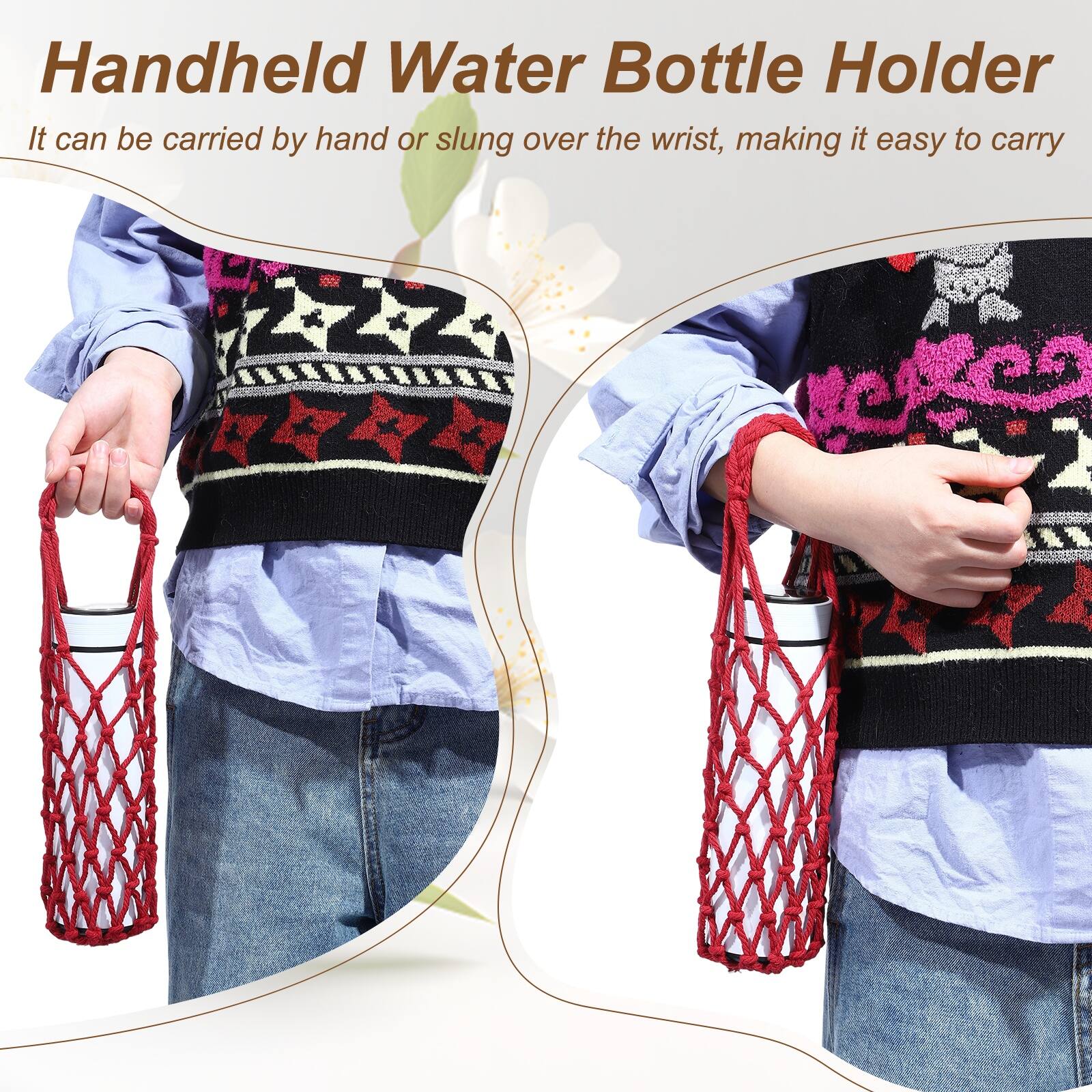 Handheld Water Bottle Holder  
It can be carried by hand or slung over the wrist, making it easy to carry
