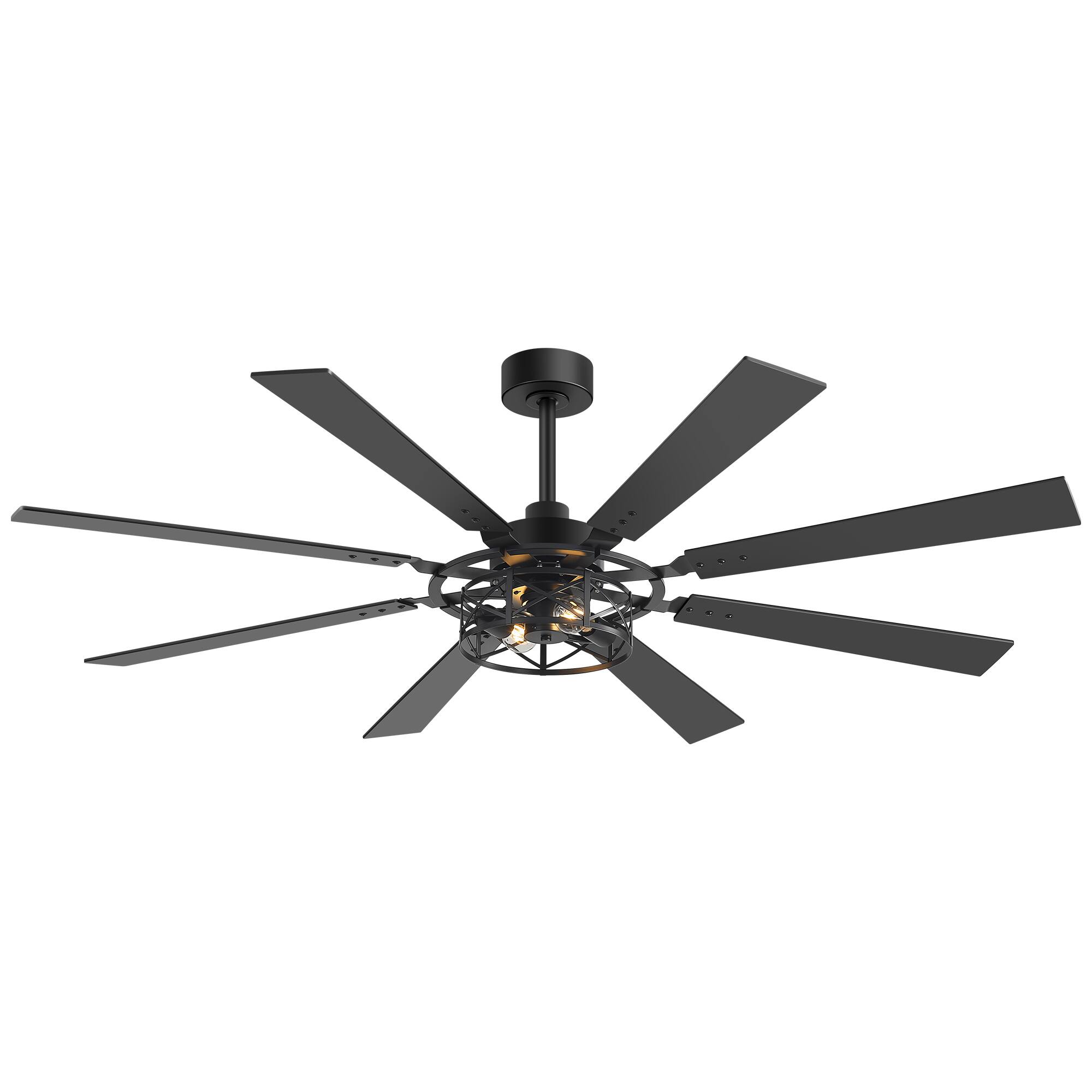Alt View 10. Breezary - 65-Inch Traditional Ceiling Fan with Dual Bulb Light Kit, 8 Reversible Blades, DC Motor, 6 Speeds, Remote & Timer - Black and Walnut.