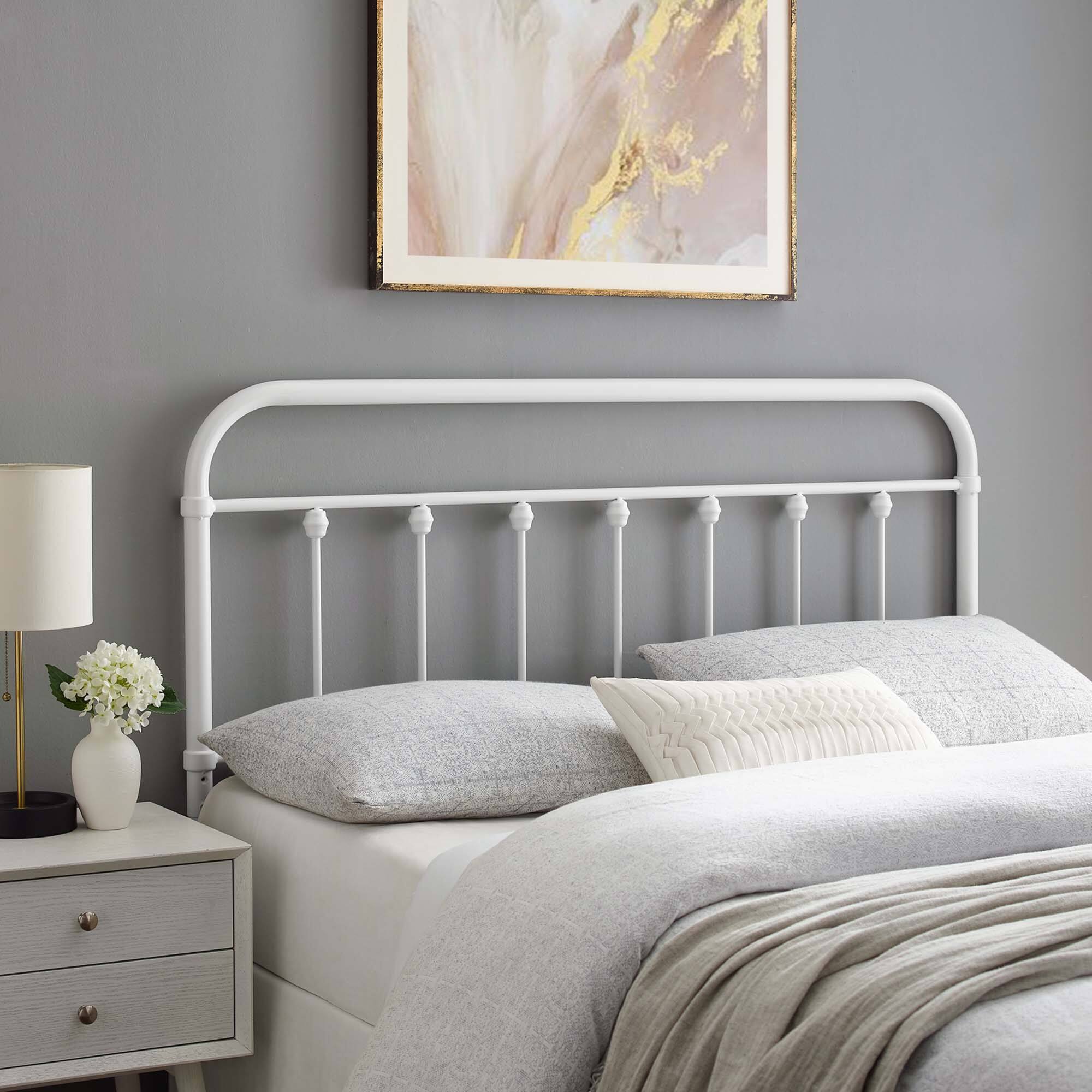 Back. Modway - Sage Metal Queen Headboard by Modway - White.