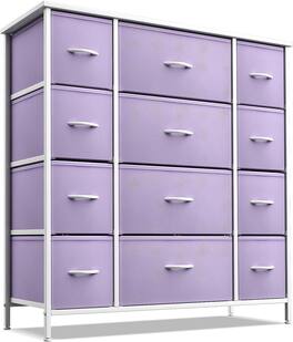 Sorbus - Dresser with 12 Drawers - Chest Organizer Unit with Steel Frame Wood Top and Handle - Large Dresser for Bedroom - Purple