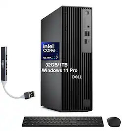Dell - Upgraded - Pro Slim Plus QBS1250 SFF AI Desktop (Ultra 7-265, 32GB, 1TB SSD, Intel Graphics, 3 DisplayPort, Win 11 Pro) w/USB Hub - Black