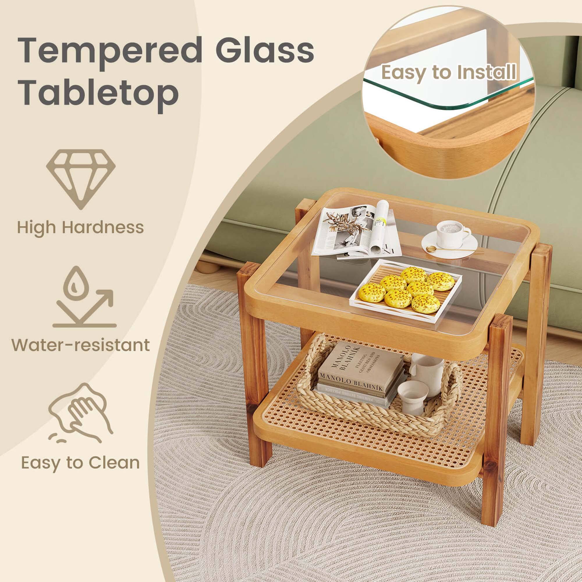 Tempered Glass Tabletop Easy to Install High Hardness Water-resistant Easy to Clean