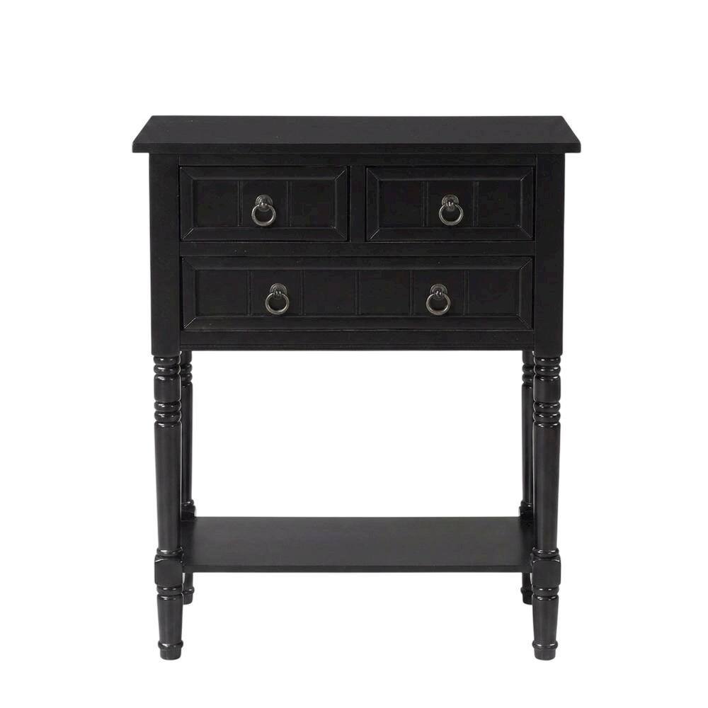 Angle. FurniFact - Black Hall Table, Rubberwood and MDF - Black.