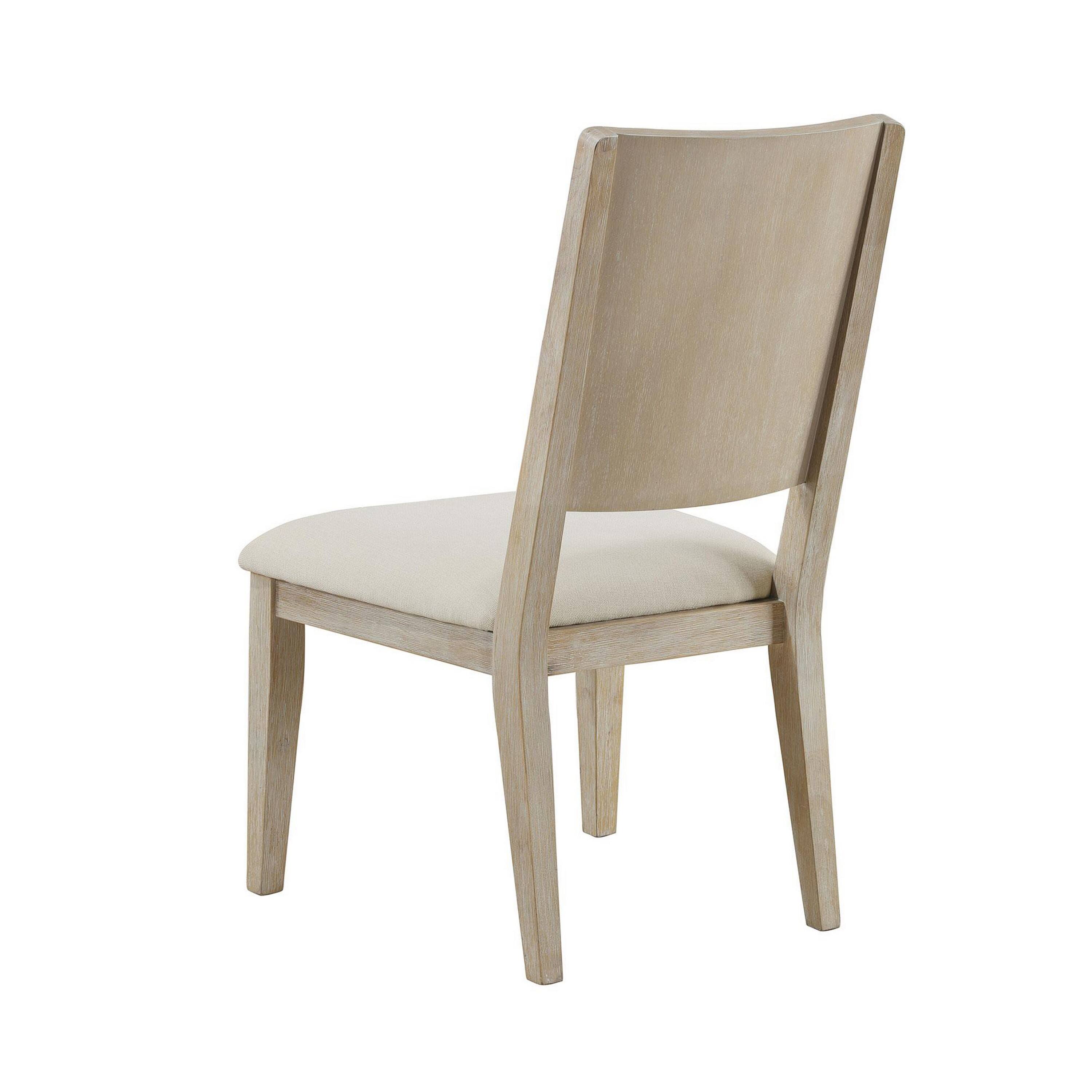 Alt View 2. Manhattan Lane - Eva Dining Side Chair Set of 2, Square Back, White Wood, Beige Fabric - Beige, White.