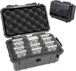 CASEMATIX - 1 oz Silver Bar Case Holds 12 Capsules or Bars - Waterproof Hard Shell Bullion Storage Organizer - Black