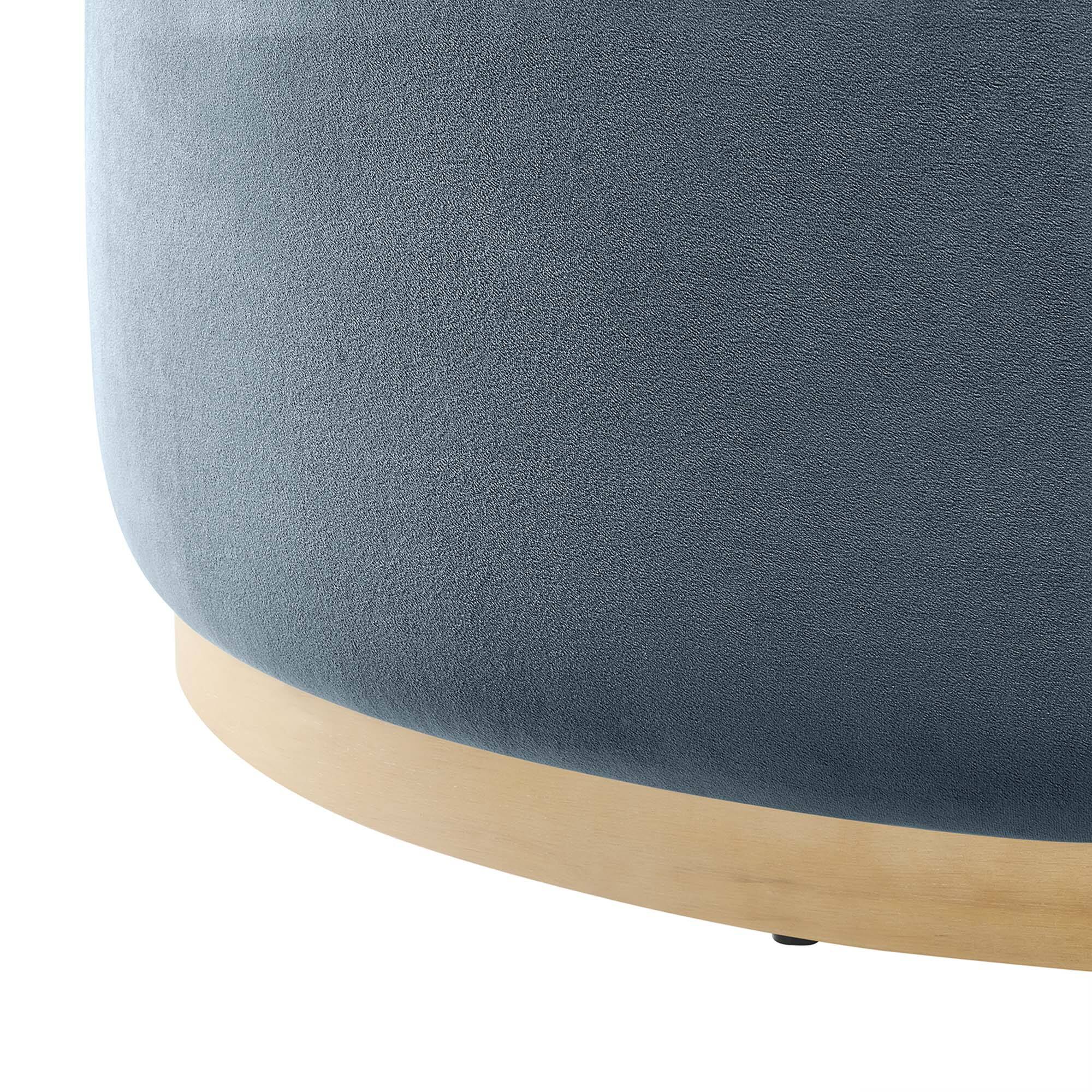 Alt View 6. Modway - Tilden Large 38" Round Performance Velvet Upholstered Ottoman by Modway - Cadet Blue Natural.