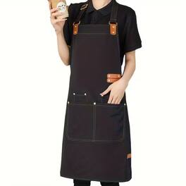 Kitcheniva - Premium Canvas Apron, For Cooking, Working, Arts & Crafts - Black