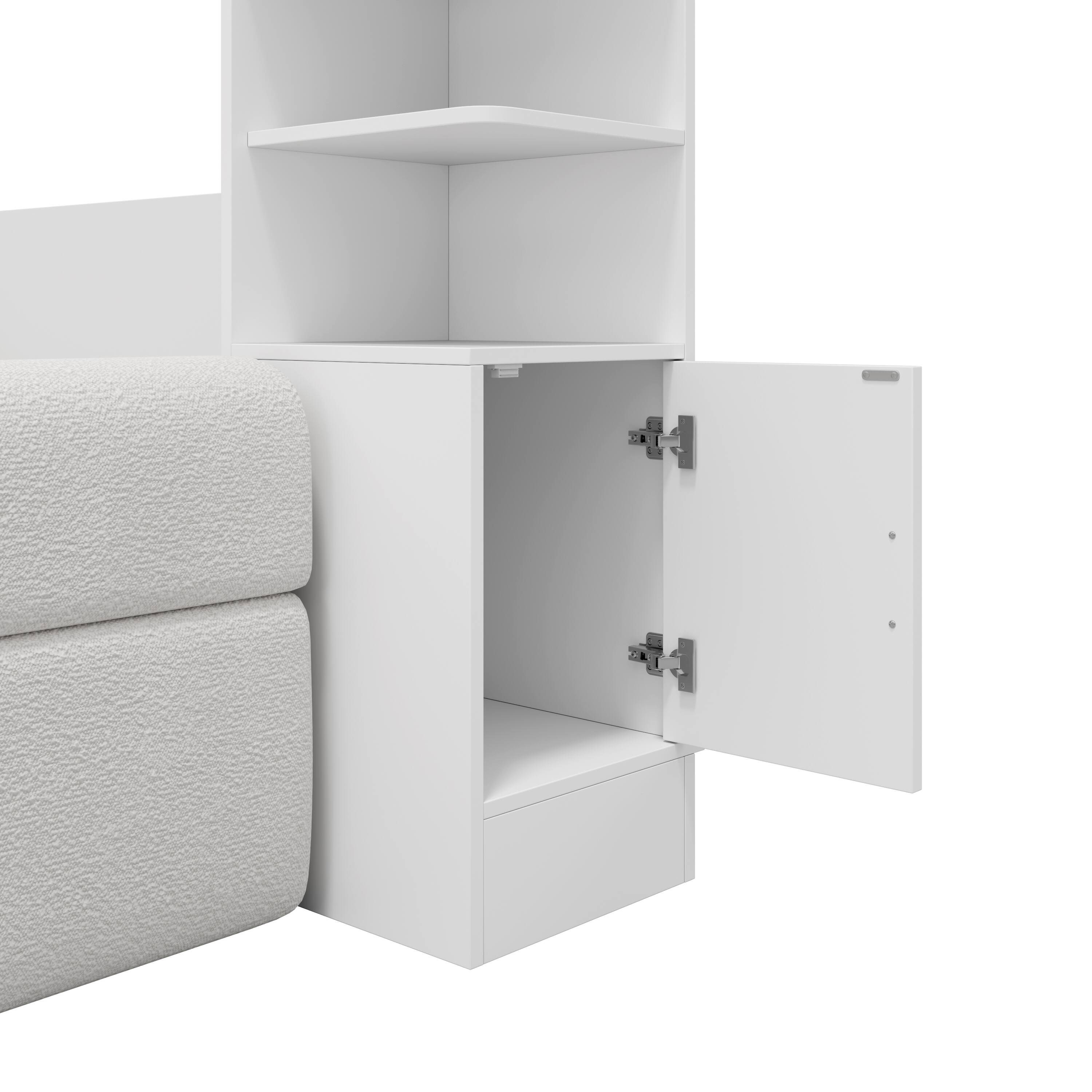 Alt View 4. Anysun - Queen Size Wall Murphy Bed with Sofa and Storage Cabinets, Space-Saving Wall Bed for Home Office & Guest Room - White.