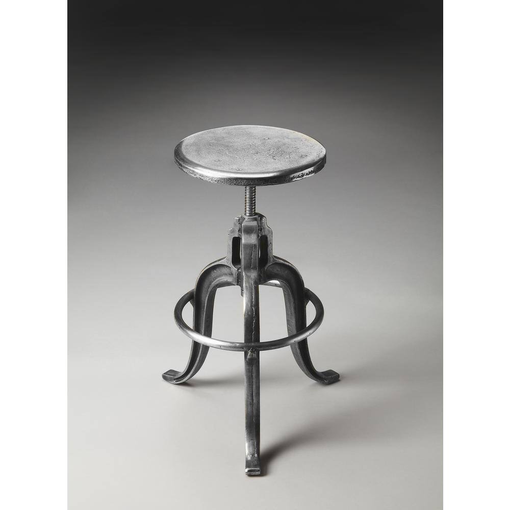 Left. Butler Specialty - Parnell Adjustable Swivel Iron 22" Bar Stool - Silver.