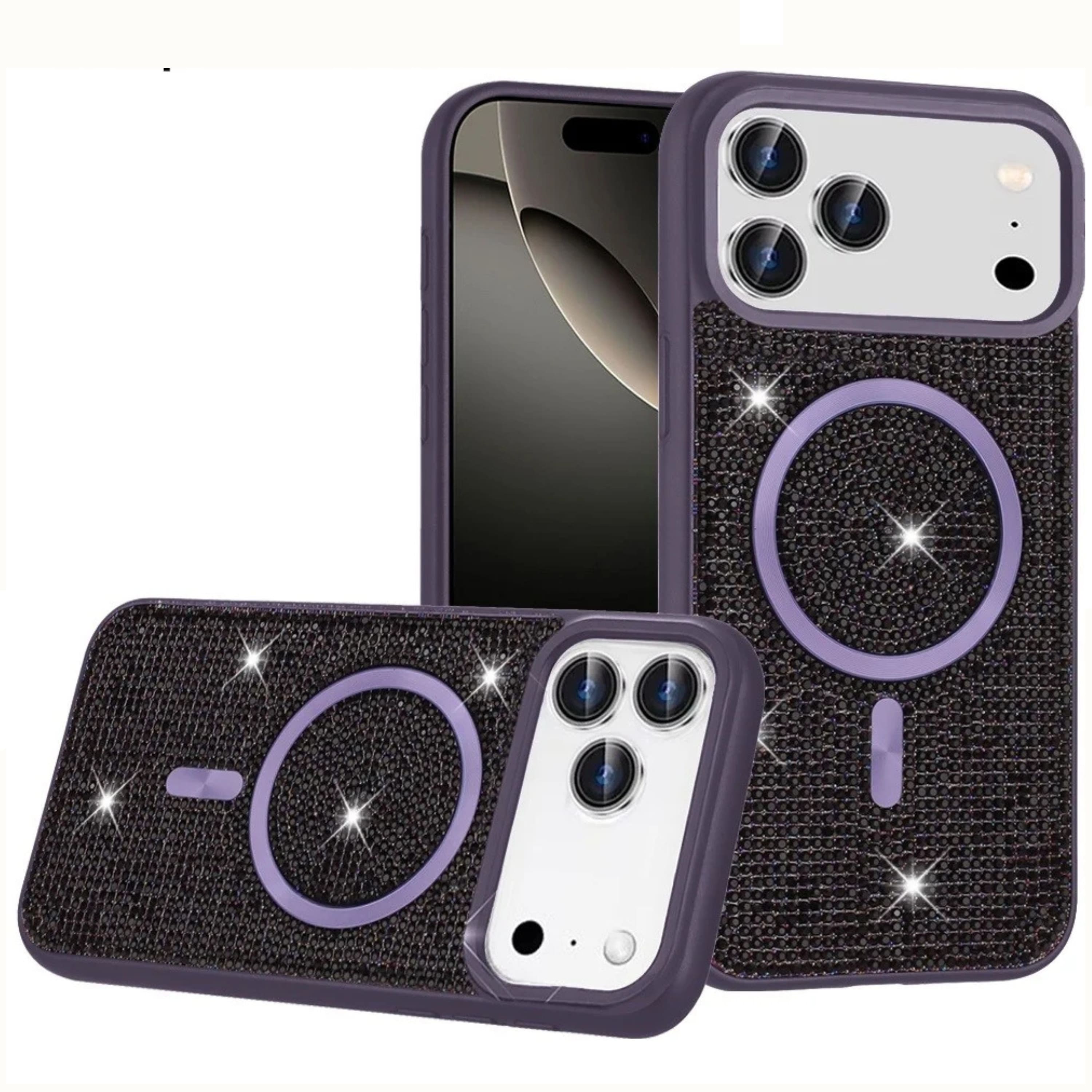 Kitcheniva - Magnetic Circle Full Bling Case With Tempered Glass For iPhone 17 Pro Max - Purple price history on PriceWatchPro