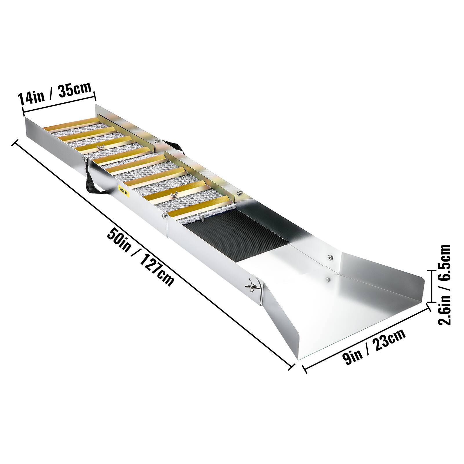 14in / 35cm  
50in / 127cm  
9in / 23cm  
6.5cm / 2.6in