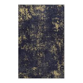 HTUTWOO - Washable Rug 8x10 - Chenille Low Pile, Machine Washable, Non-Slip TPR Backing, Stain Resistant, Living Room Bedroom - Black Gold