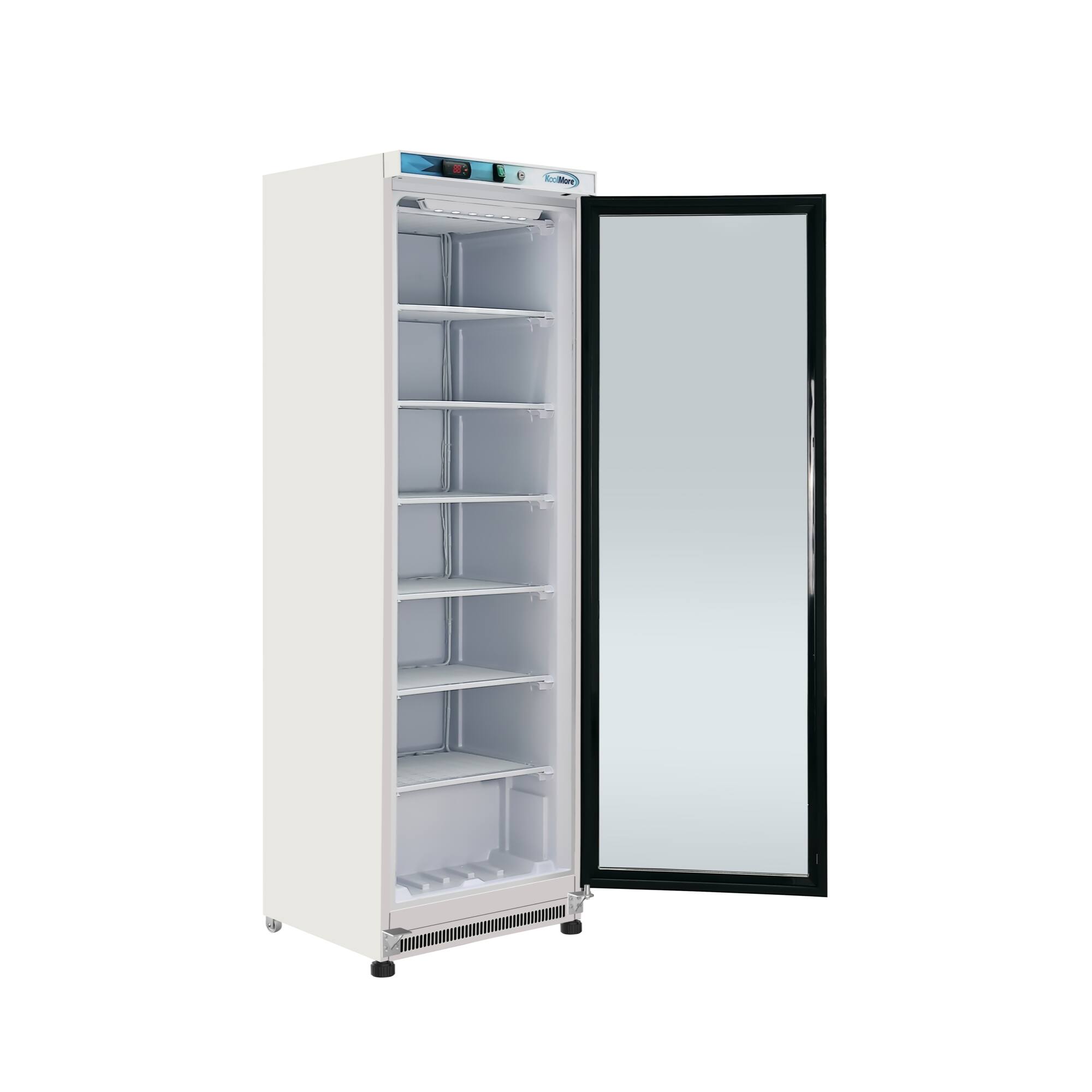 Left. Koolmore - 12 Cu. ft. Commercial Freezer with Glass Door in White - Manual Defrost (KM-FMD12WGD) - White.