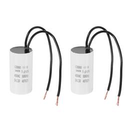 Unique Bargains - 2pcs 5uF CBB60 Running Capacitor, AC 450V 2 Wires 50/60Hz for Refrigerators, Washing Machines, Water Pumps - White