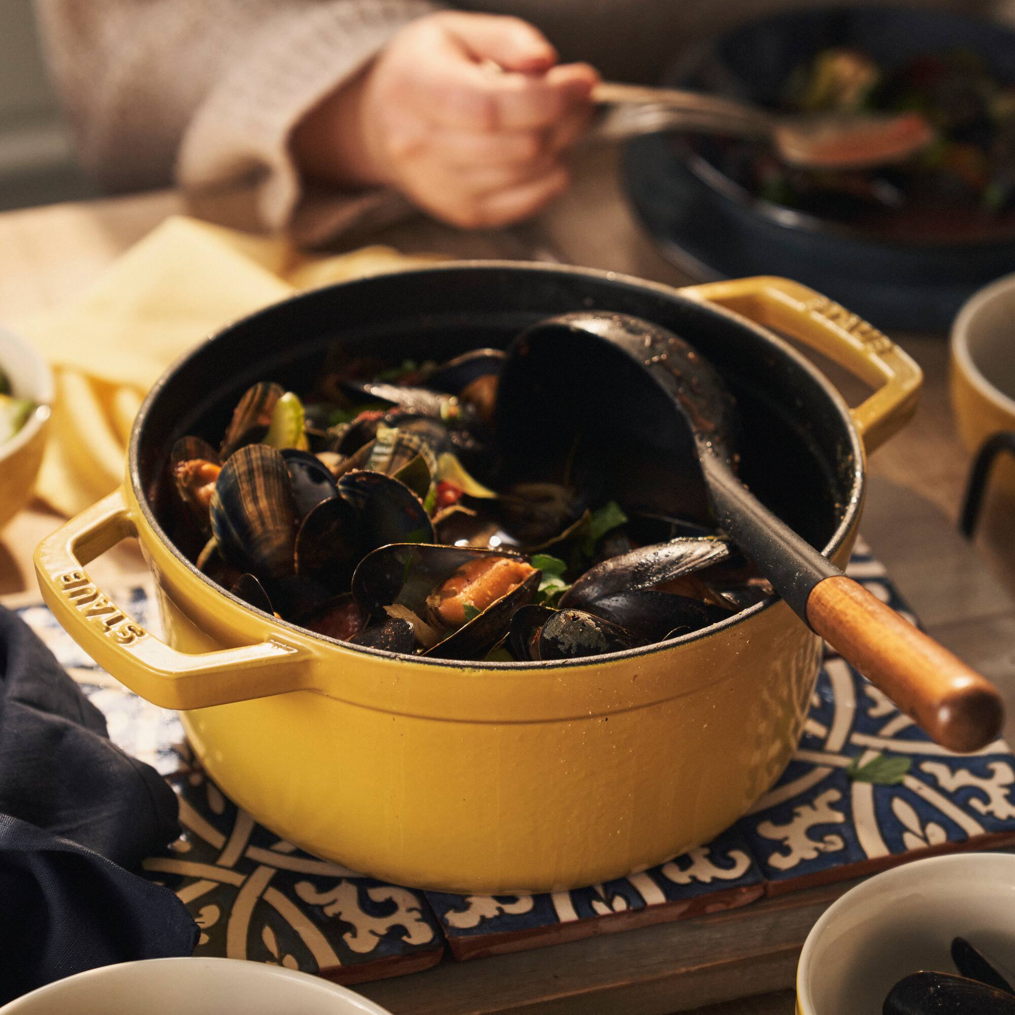 Alt View 4. Staub - Staub Cast Iron Round Cocotte, Dutch Oven, 7-quart, serves 7-8, Made in France, Citron - Citron.